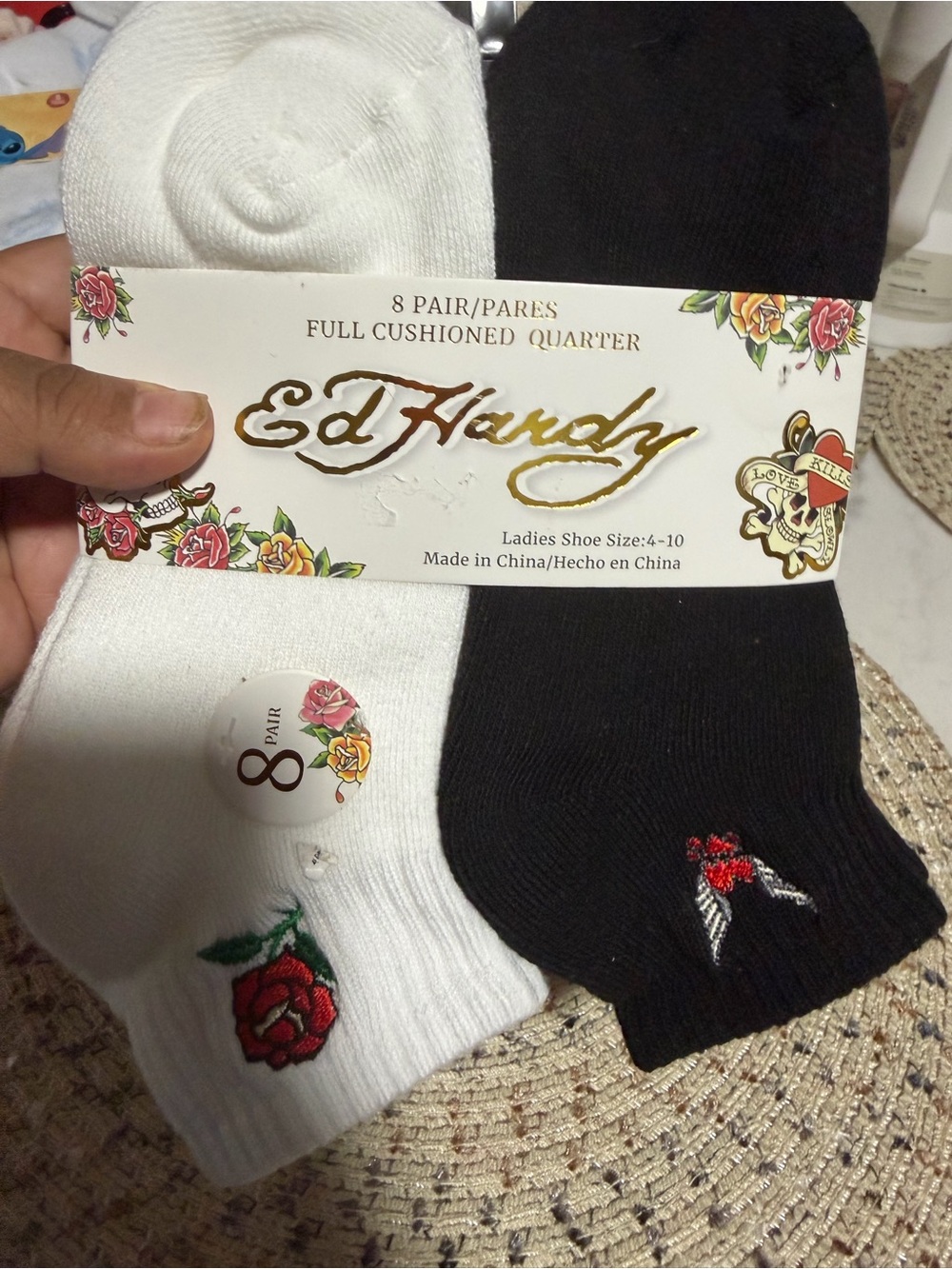 Ed Hardy full cushioned Quarter Socks - 8 Pair Pack